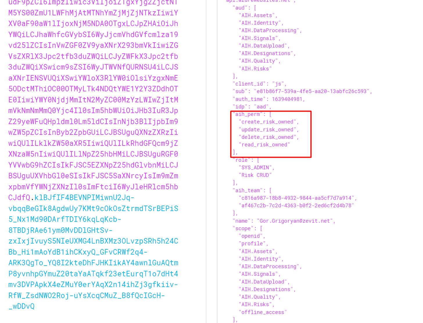 JWT decoded